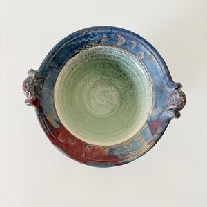 Signed Michael Kennedy Ceramics Ireland Small Pottery Bowl with Fish in Water